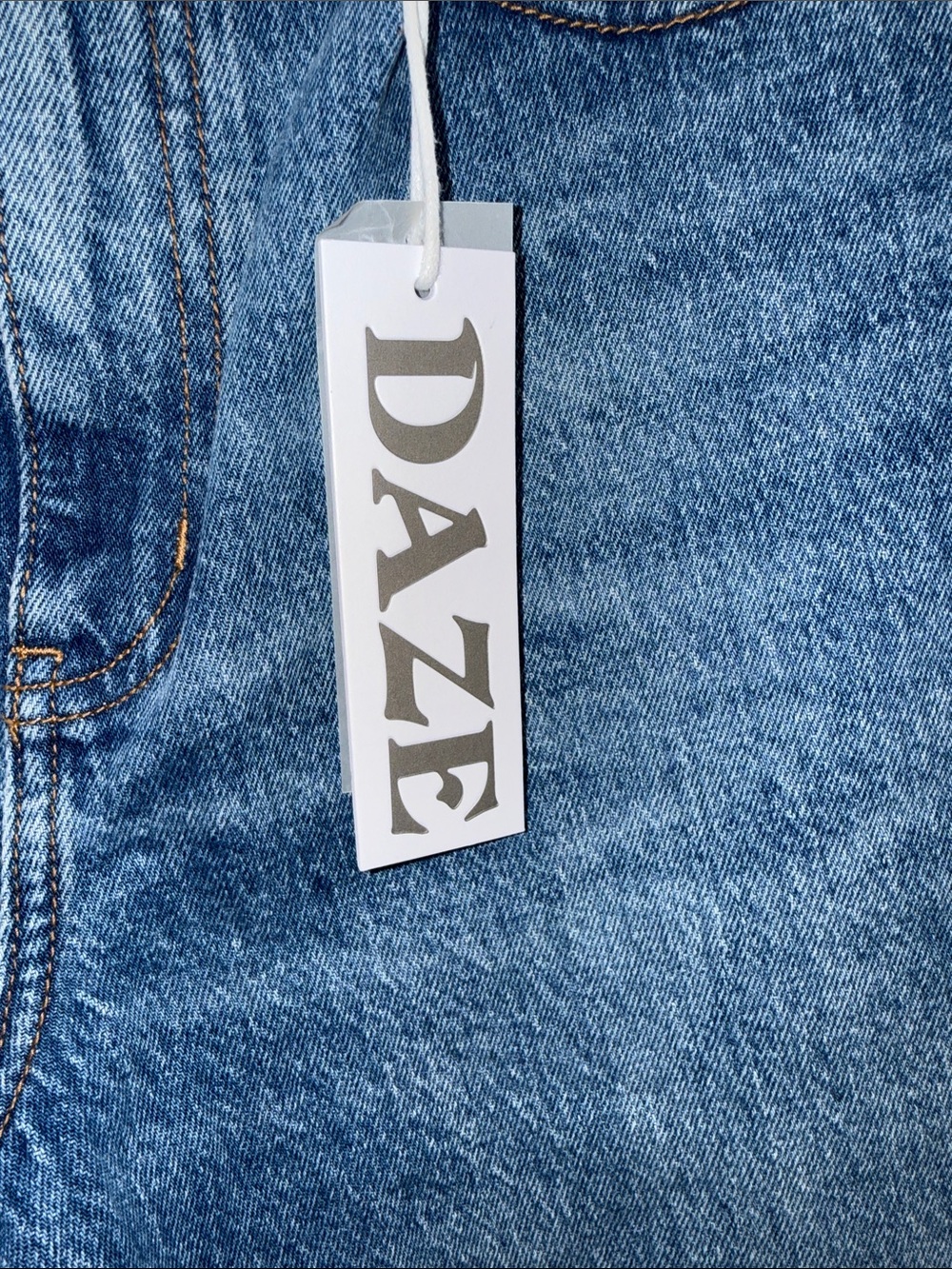 DAZE Light Blue High-Rise Flare Jeans with Frayed Hem - Picture 2 of 7